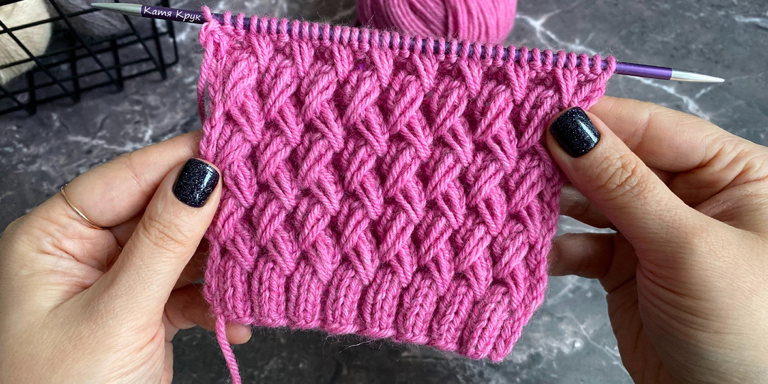 Описание объемного узора с вытянутыми петлями. Стильный вариант для свитера, джемпера или кардигана.