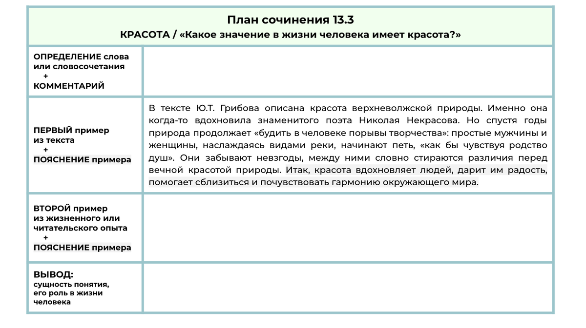 Сочинение 13.3 красота по тексту