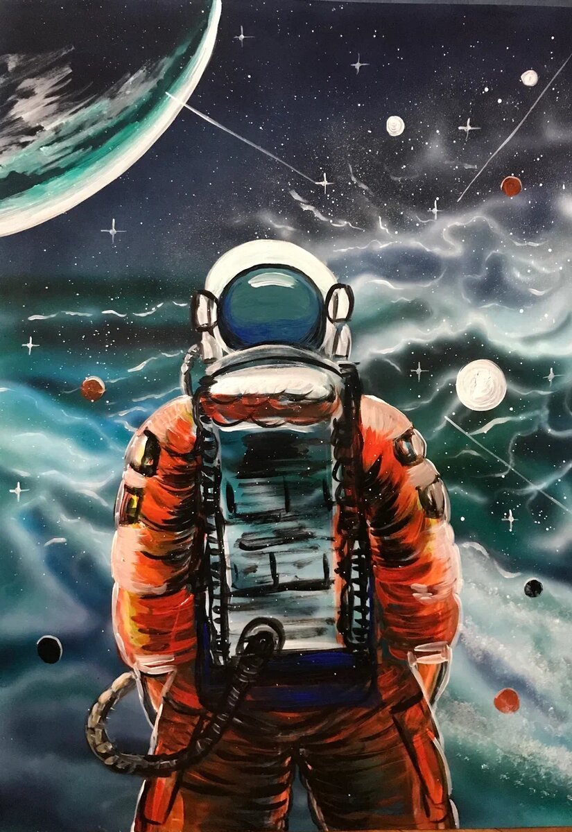 Кружалова Наталия. Своя вселенная, диптих часть 1, ПВХ аэрография, акрил 70х50