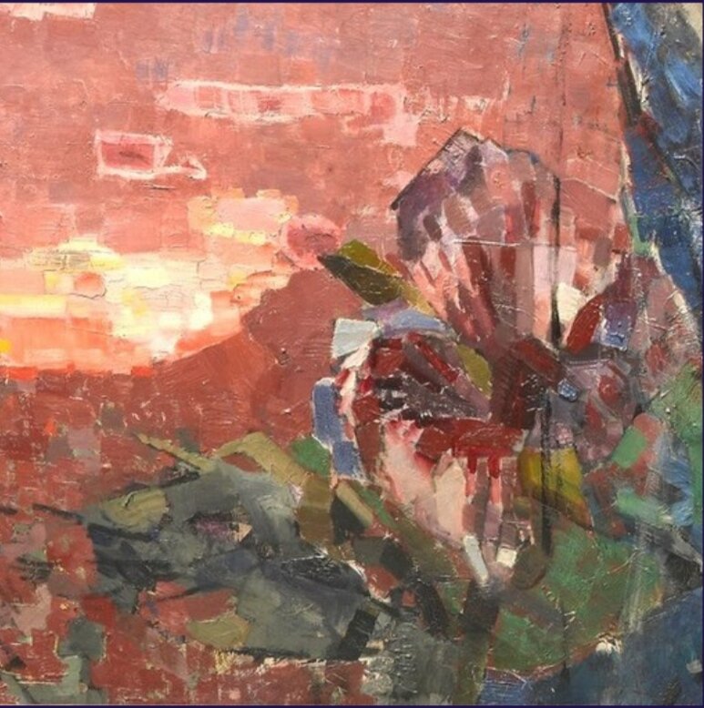 Изображать нам предстояло вот этот каменный цветок - фрагмент из картины М. А. Врубеля "Демон сидящий".