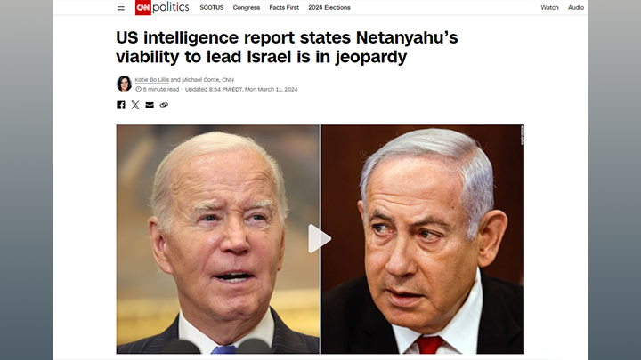 СПОСОБНОСТЬ НЕТАНЬЯХУ РУКОВОДИТЬ ИЗРАИЛЕМ ВЫЗЫВАЕТ СЕРЬЁЗНЫЕ СОМНЕНИЯ У АМЕРИКАНСКОЙ РАЗВЕДКИ. СКРИНШОТ СТРАНИЦЫ САЙТА CNN