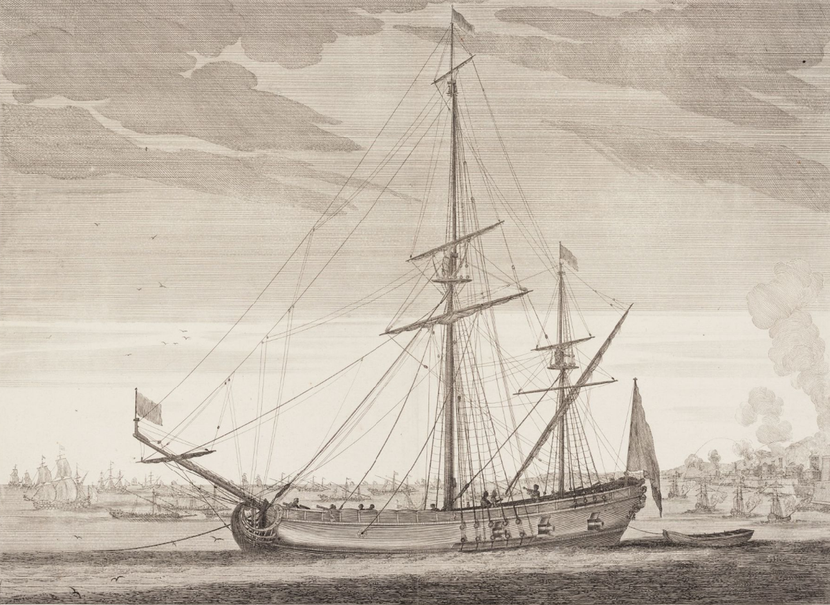 Galiote a bombe, гравюра, Франция, 1720