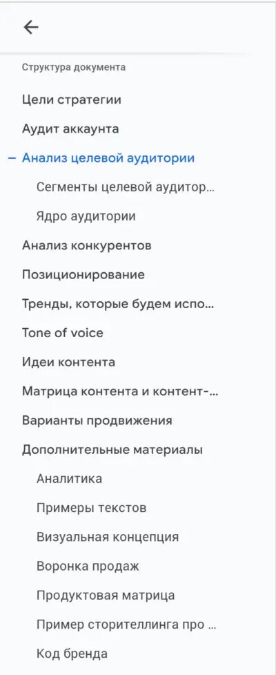 структура документа SMM-стратегия