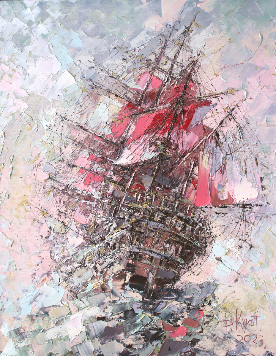 Дмитрий Кустанович. Алые паруса, 90х70 см, 2023