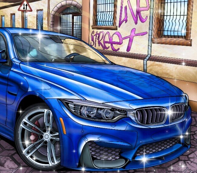 Картинка из моей раскраски. Люблю красивые машины!