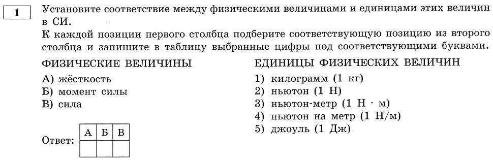 Книга лежит на столе установите соответствие между физическими величинами