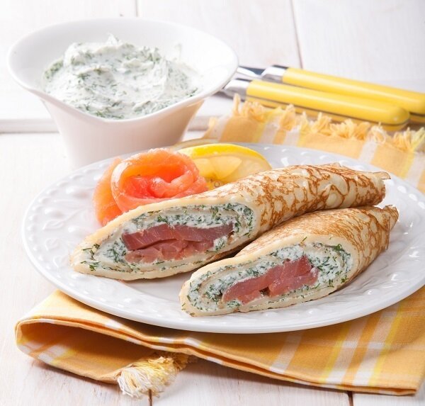    Блинчики с красной рыбой и творогом. Фото: Олег Кулагин/BurdaMedia