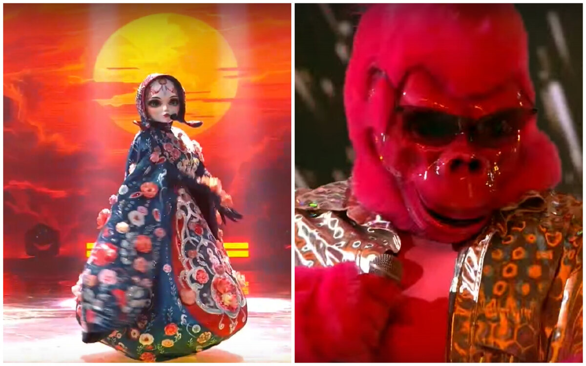 Матрёшка и Горилла. Фото: кадры шоу "Маска" от 17.03.2024 (НТВ)