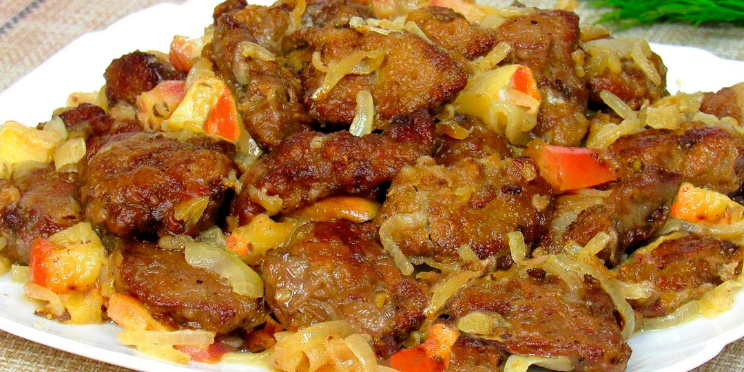 КУРИНАЯ ПЕЧЕНЬ С ЛУКОМ И ЯБЛОКАМИ НА СКОВОРОДЕ - попробуйте как это вкусно!