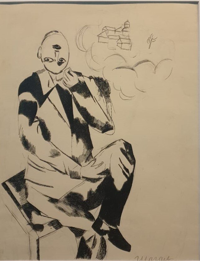 Марк Шагал Человек с опрокинутой головой 1918  Бумага, тушь, перо, карандаш