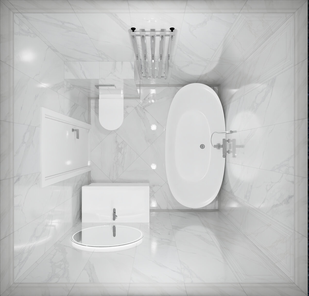 разработанный мною дизайн-проект ванной комнаты в коллекции Прадо