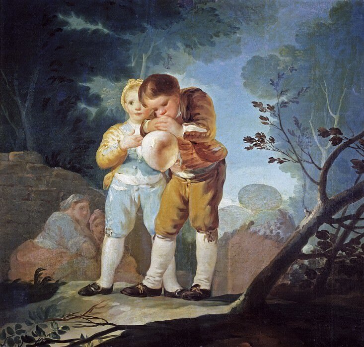 Дети, раздувающие мочевой пузырь. 1777-1778гг.