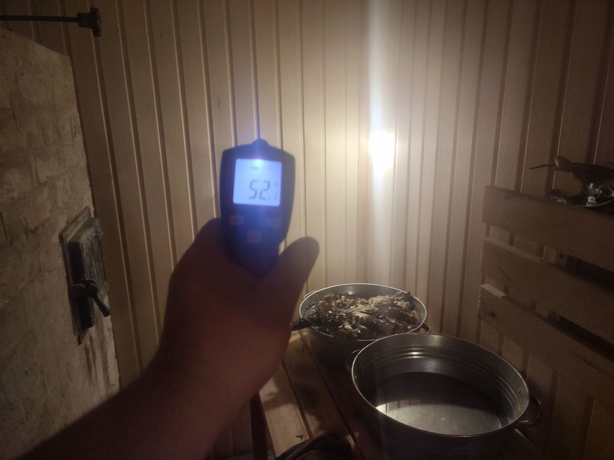 Температура стенок парной и сухого воздуха соответственно