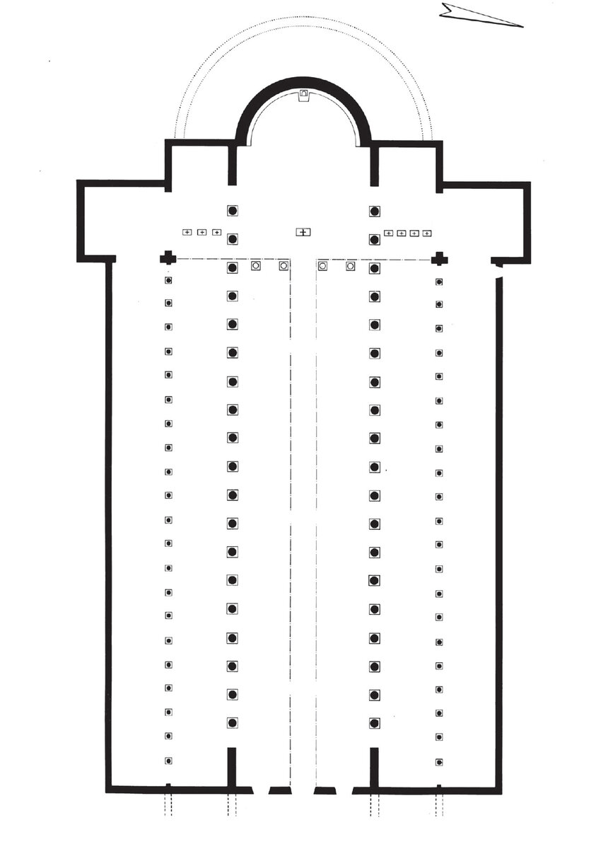 План Латеранской базилики константиновской эпохи. De Blaauw S. 2016, p. 561, fig. 1