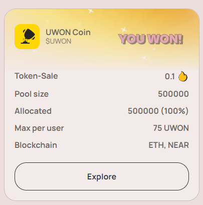 цена за UWON указан на первой строчке(Token-Sale)