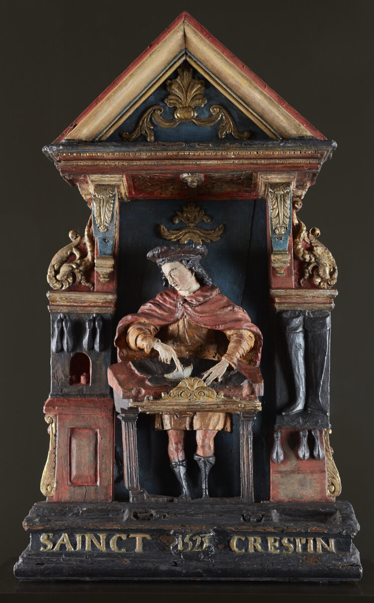 Св. Криспин. Вывеска сапожника 1594 г. на ул. Сен-Жермен л’Оссеруа ©Musee de la Ville de Paris, Musee Carnavalet