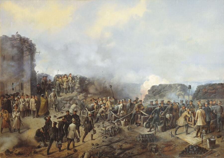    Г. Ф. Шукаев, «Бой на Малаховом кургане в Севастополе в 1855 году» Фото: общественное достояние