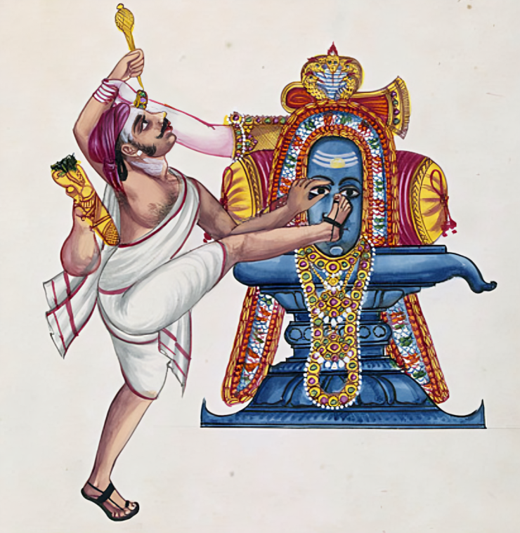 Каннаппа предлагает глаза Шивалингаму. Изображение: en.wikipedia.org