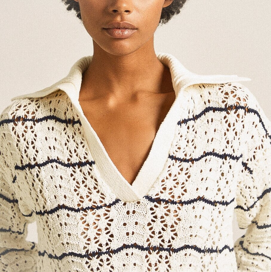 Пуловер из ажурного трикотажа в тонкую полоску, Pepe Jeans