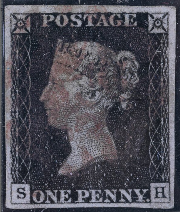 Первая почтовая марка в мире выглядит именно так