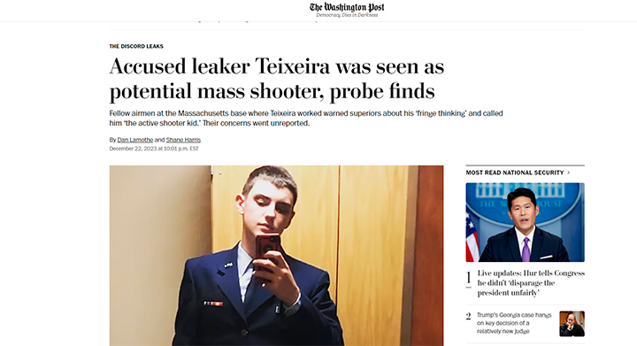    WP УТВЕРЖДАЛА, ЧТО СОСЛУЖИВЦЫ СЧИТАЛИ ТЕЙШЕЙРУ "ШИЗИКОМ", СКЛОННЫМ К МАССОВОЙ СТРЕЛЬБЕ, УБИЙСТВАМ И ЖЕСТОКОСТИ/WASHINGTONPOST.COM