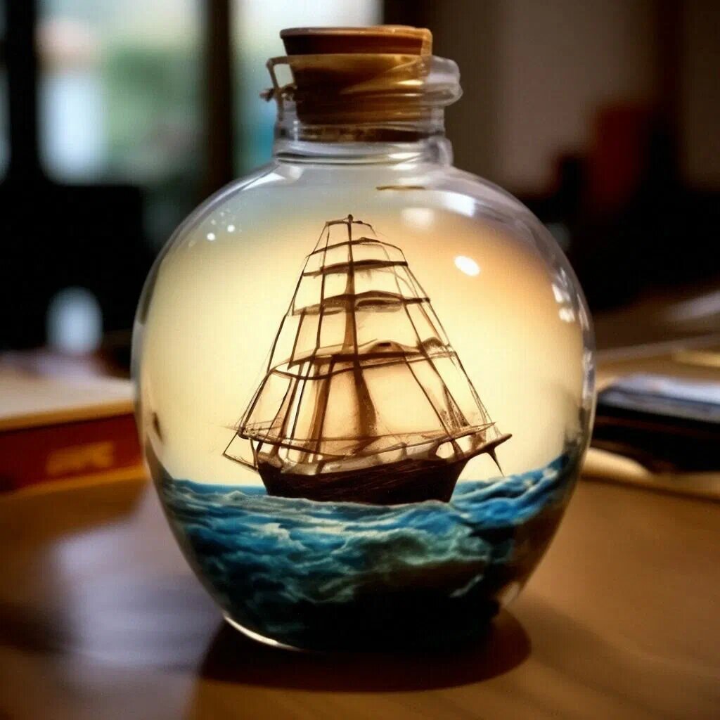 Парусник в бутылке.