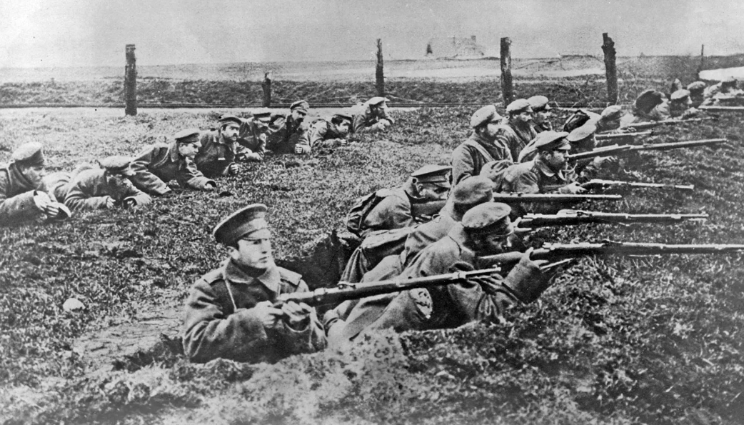 русские в окопах