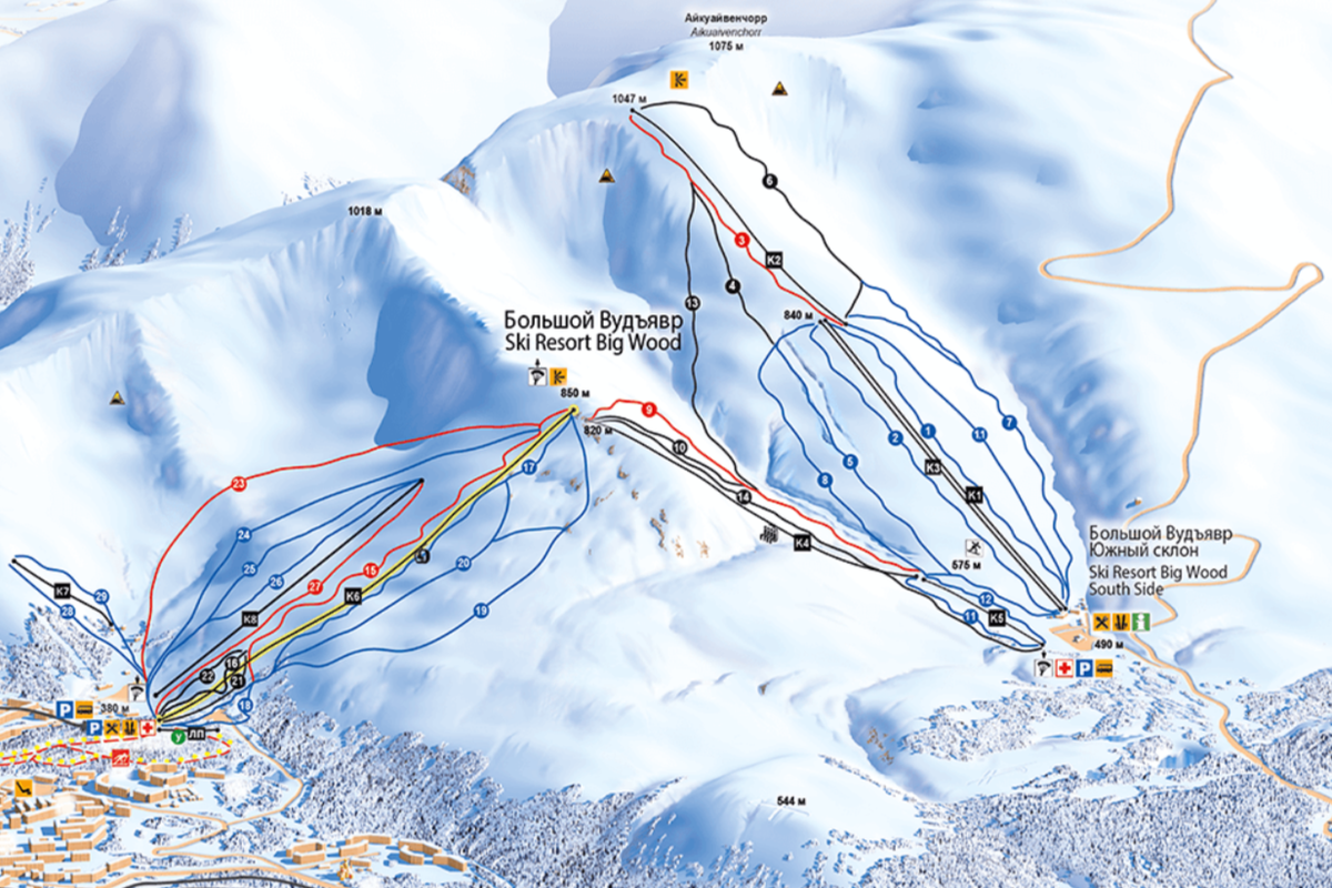 Схема курорта Большой Вудъявр