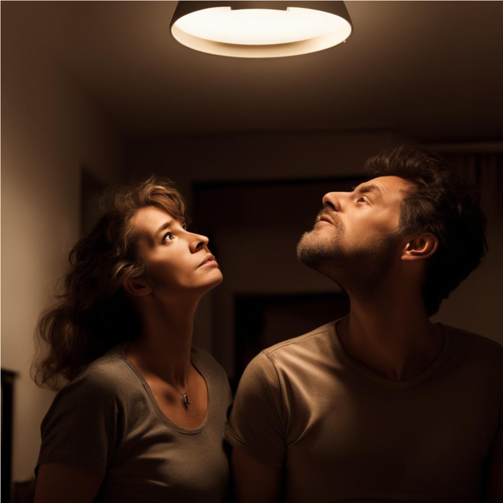 Недовольные соседи сверлят взглядом место, где находится ваша квартира и плачет чудесный малыш. Спасибо нейросети за этот портрет.