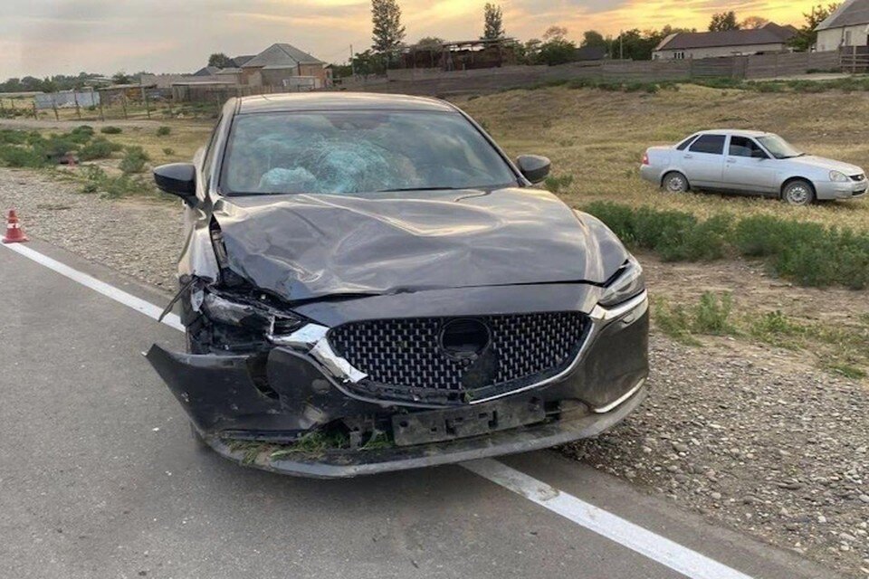    Автомобиль виновника аварии на месте ДТП 19 мая 2023 года. Фото: ГУ МВД России по Республике Дагестан