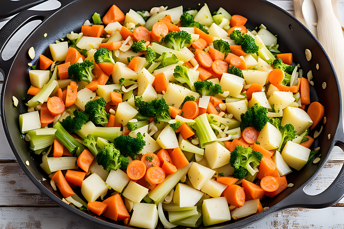 нарезанные овощи для щей