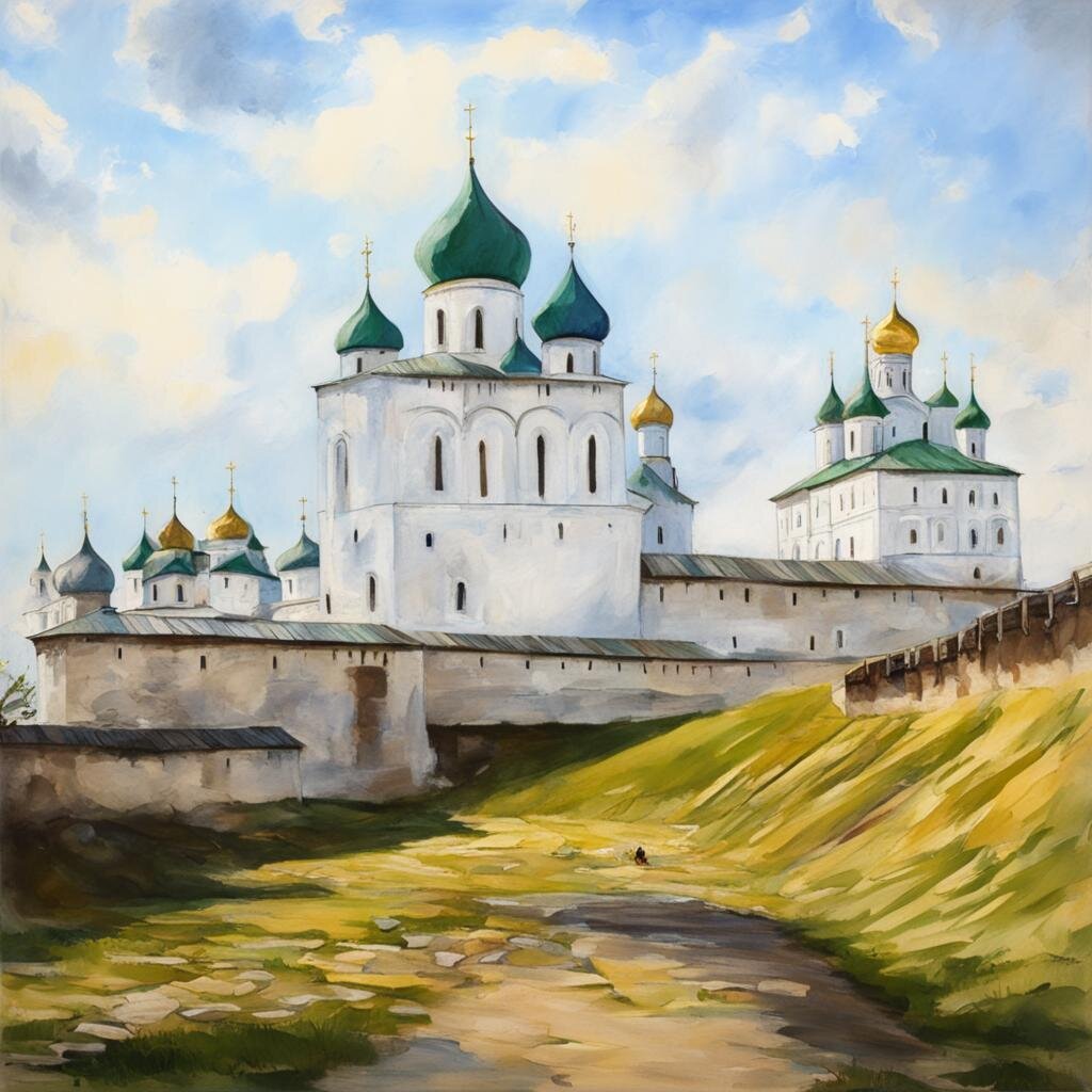 Псковский кремль. Нейросеть Kandinsky 3.0.