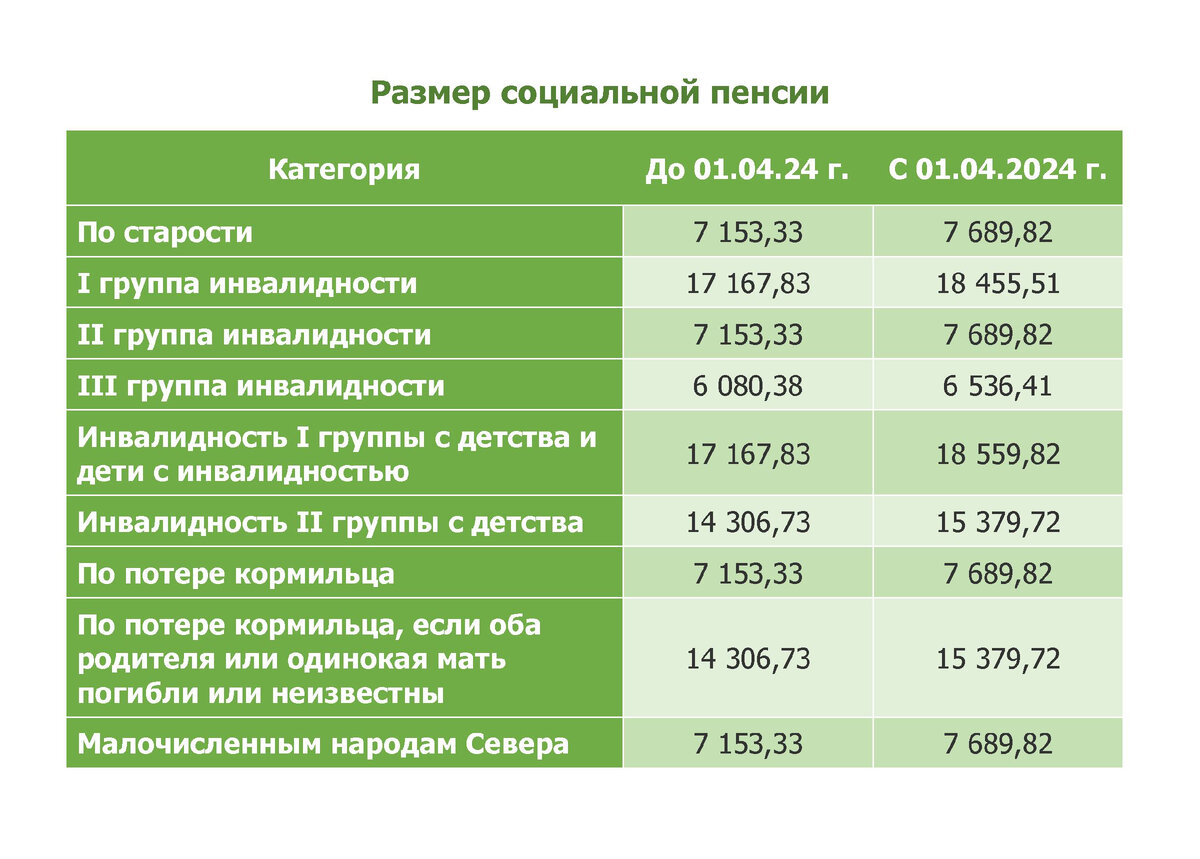 Размер социальной пенсии в 2024 году