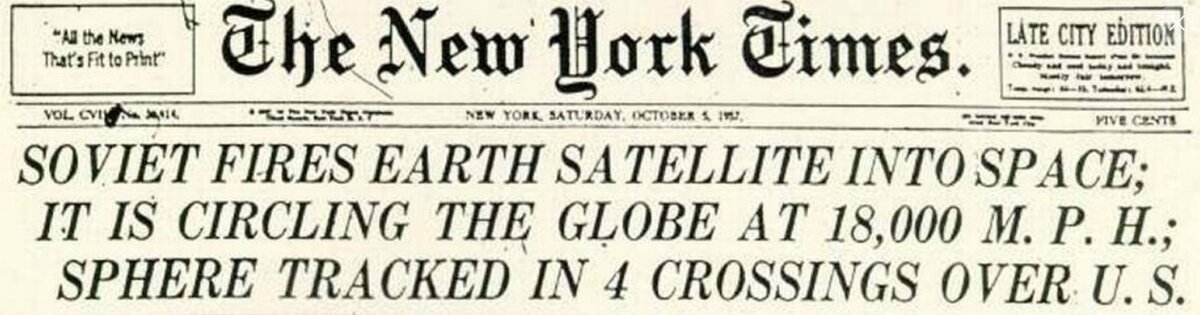 Советы запустили в космос спутник: он вращается вокруг земного шара со скоростью в 18000 миль в час. Сферический объект 4 раза пересекал США.