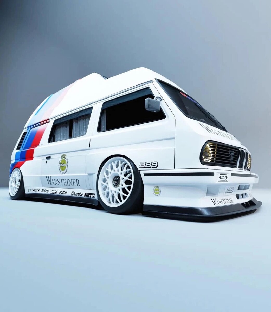 Гармоничное сочетание линий VW t3 и e30 c "М" расширением. А как вписалась гоночная кольцевая ливрея BMW моторспорт. 