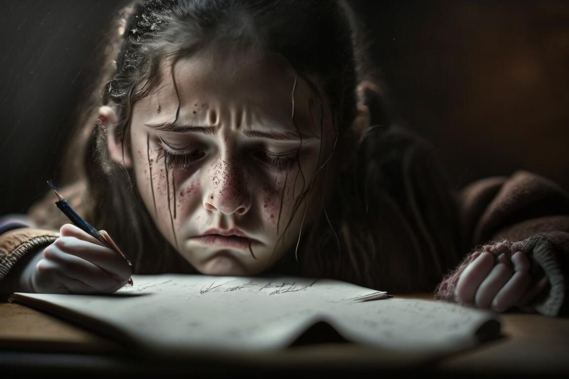 Очередная заплаканная девочка по версии нейросети. 