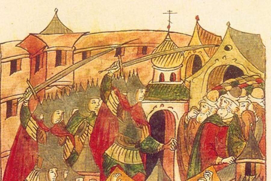 Монголы в городе.