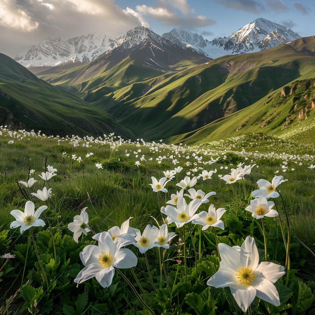 Цветы в горах. Иллюстрация