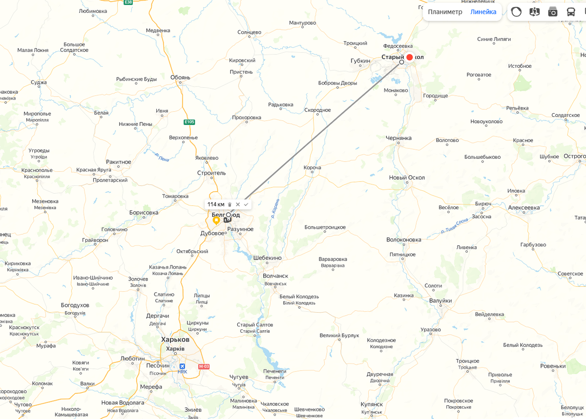 Источник Яндекс карты. Как видите, пишу эту статью я уже из Старого Оскола.