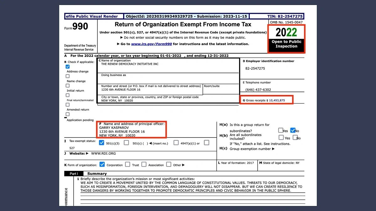   10,5 МЛН ДОЛЛАРОВ ВЫДЕЛИЛИ АМЕРИКАНЦЫ НА ЖИЗНЕДЕЯТЕЛЬНОСТЬ RDI В 2022 ГОДУ. ФОТО © САЙТ КОМПАНИИ ГАРРИ КАСПАРОВА