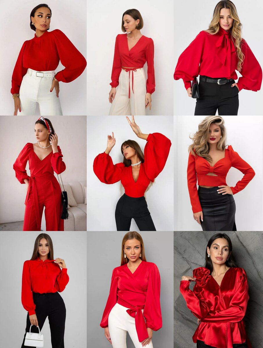 Блузки красного цвета с WB