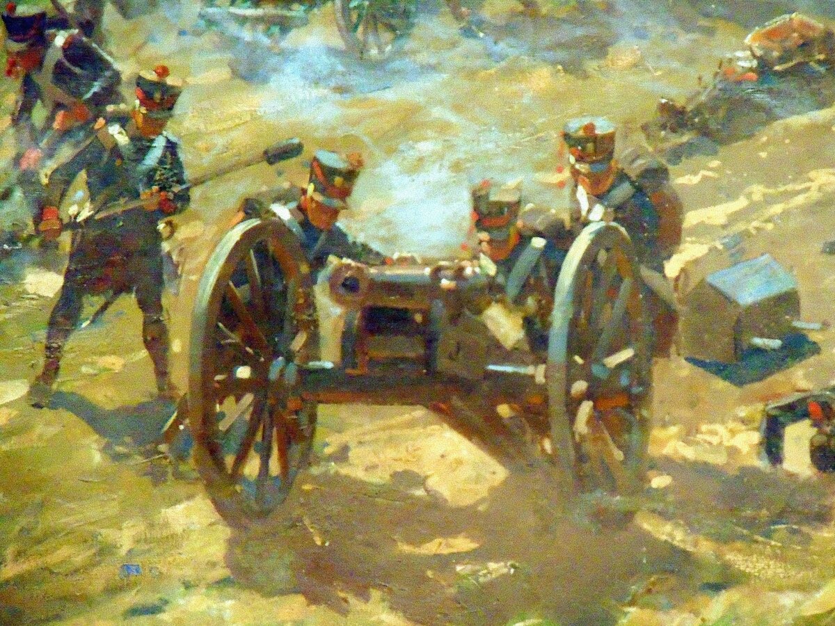 Если орудие было грибовалевской системы, то артиллеристы снимали зарядный ящик с лафета. 