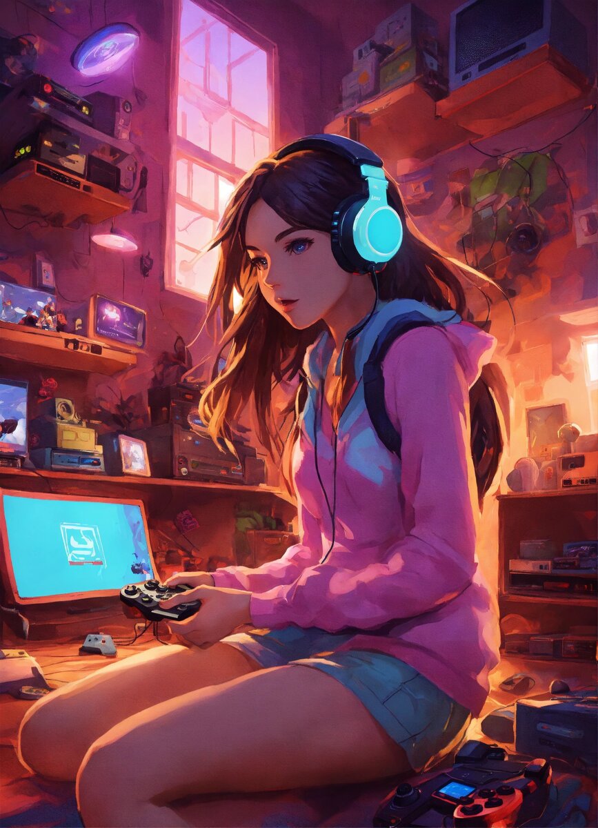 Девчуля поняла как правильно играть в игры и тащится ))