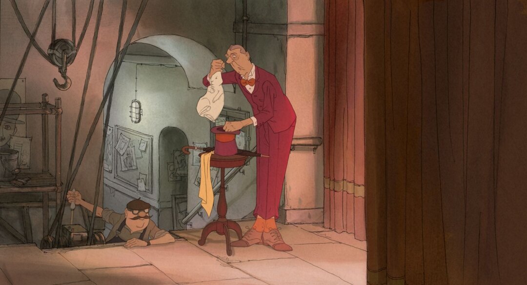 Кадр из мультфильма «Иллюзионист», 2010 год, режиссер Сильвен Шоме