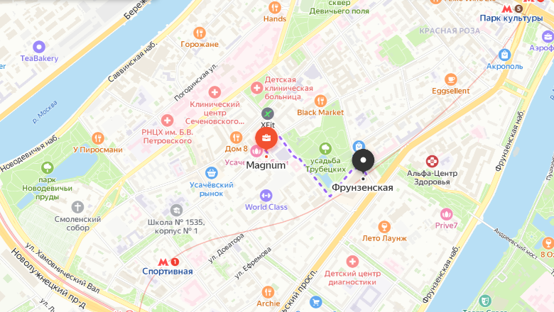 Ближайшая станция метро на карте рядом с ЖК «Магнум»