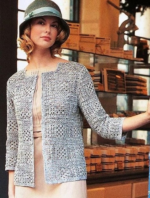 Узоры крючком в технике филейного вязания Жакеты со схемами Вязание для Вас VdV