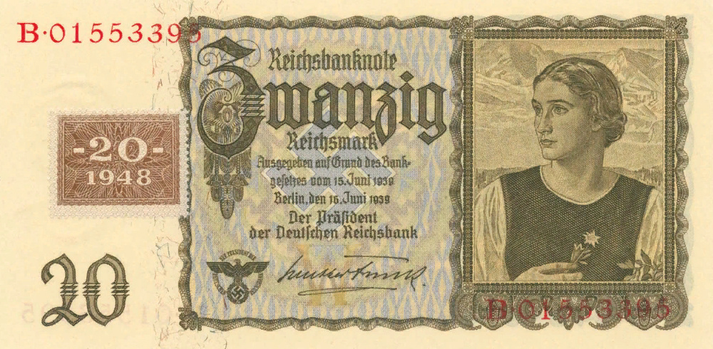 20 рейхсмарок 1948 года (аверс)