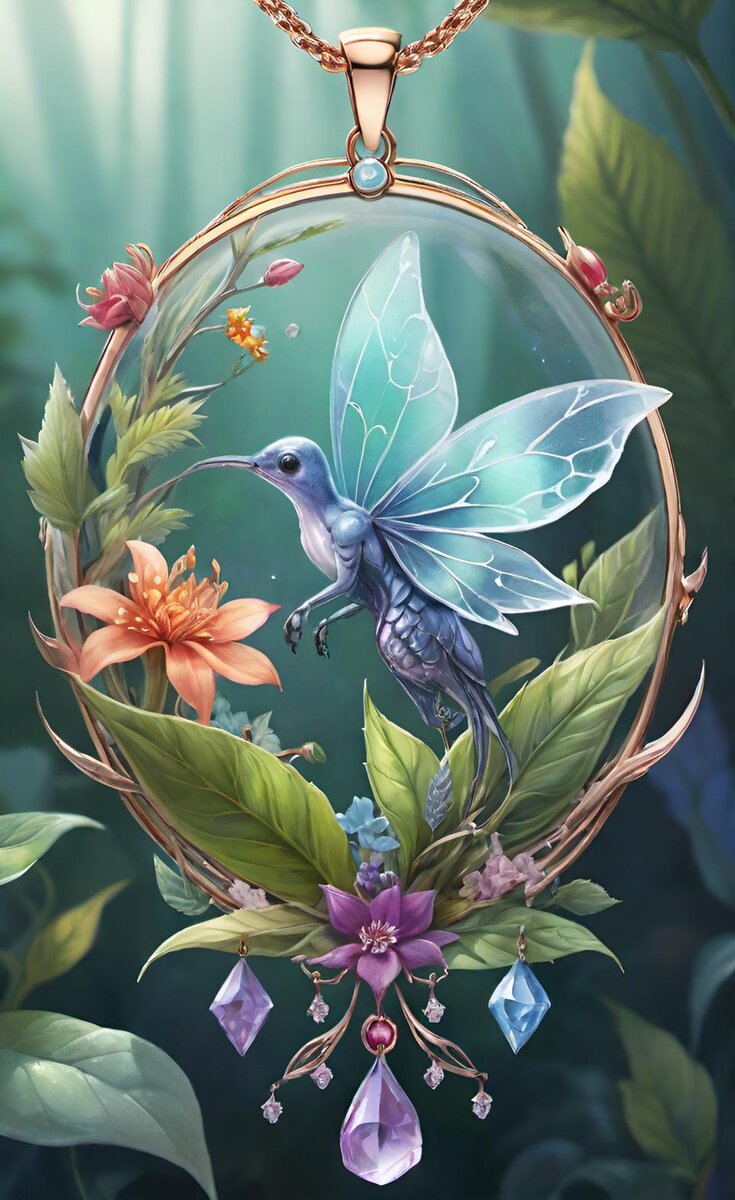 Волшебный фейри в эскизе подвески от Vincento и ИИ-dream