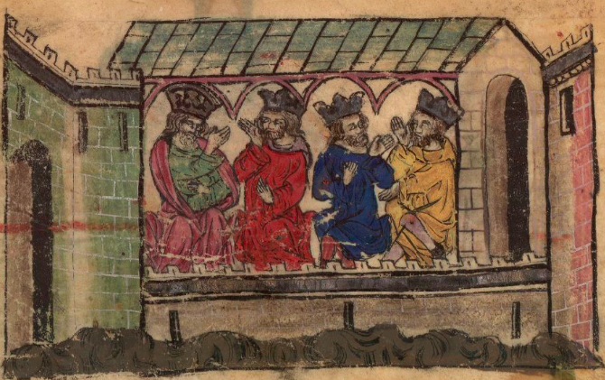 
Ханы четырёх улусов: Тэмур (Юань), Чапар (Улус Угэдэя), Тохта (Золотая Орда), Олджейту (Улус Хулагу). 
Гетум Патмич, «Цветник историй земель Востока»
Источник: ru.wikipedia.org