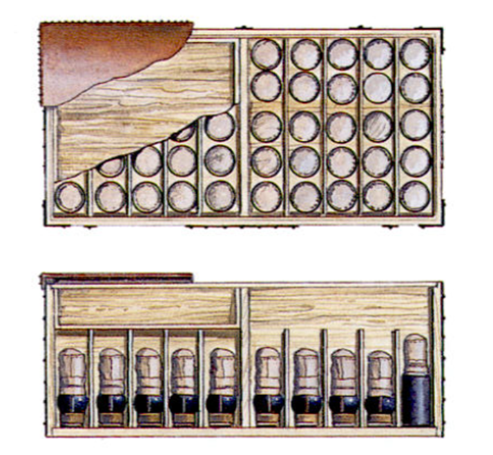 Выстрелы для 6-и фунтовой пушки в стандартном снарядном ящике